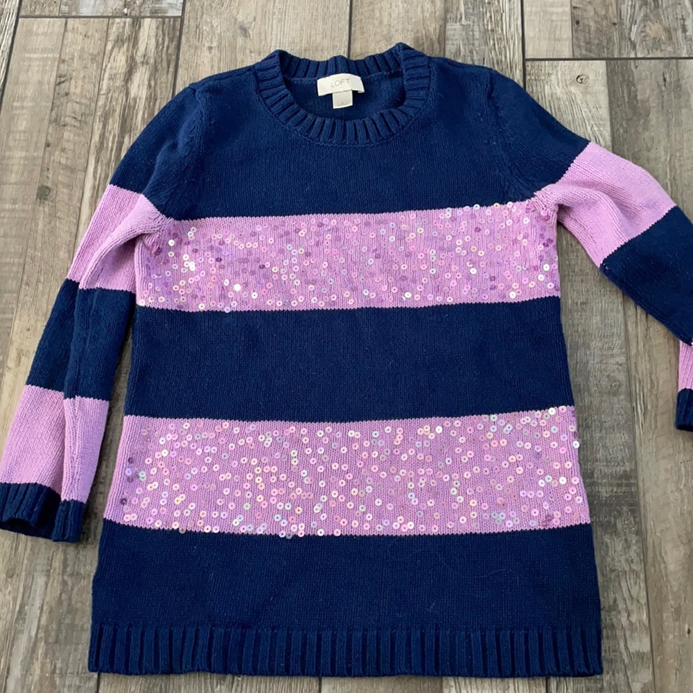 Loft striped purple sequin sweater